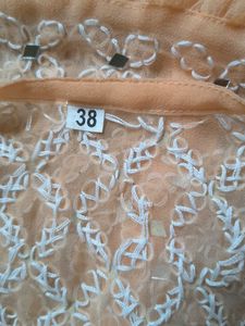 Peach Mirror-Work Kurti
