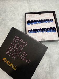 Navy Blue Cat Eye Press On Nails
