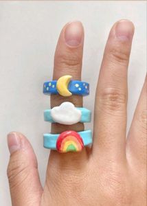 3 × ❤️ Y2K Chunky Clay Rings ✨