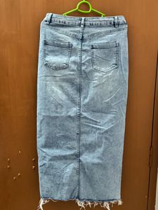 Combo Denim Skirt with Front Slit And Floral Dress