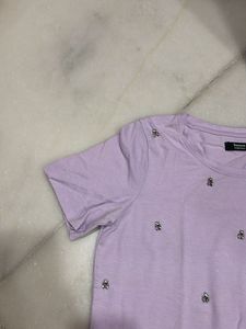 Cute Lilac Embellished Tee