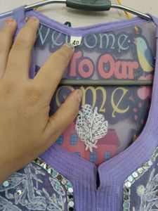 Lavender Embroidered chikankari kurta