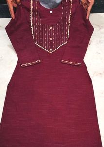 White &amp; Red Floral Printed Kurta Set