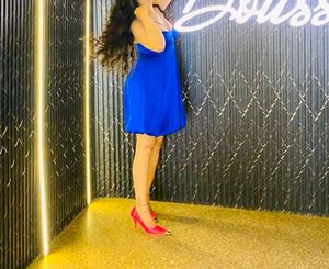 Short Blue Balloon Dress Frock Party New