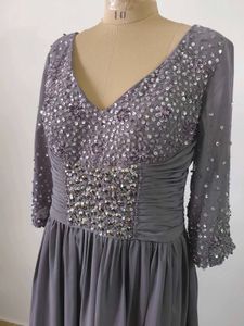 Gray Sequin Gown