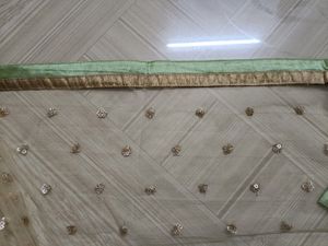 Pista Green &amp; Golden Net Gown (New)
