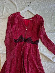 Maroon A-line Dress