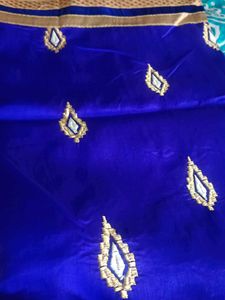 Elegant Blue Embroidered Fabric