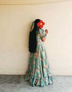 Umbrella Frills Gown With Matching Bow Hair Clip