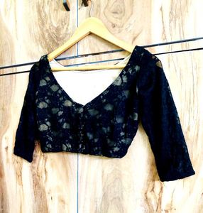 Net Design Crop Top Size-28-Small