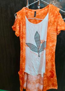 Orange White Top