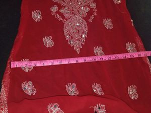 RED CHIKANKARI Suit Set