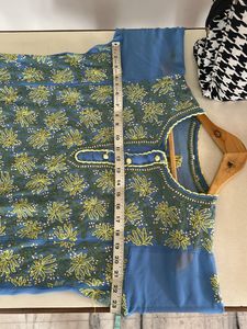 Embroidered Blue Half Kurta