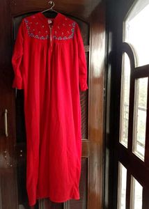 Fleece Embroidered Nightgown