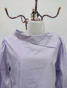 Lavender Asymmetrical Collar Long Sleeve Top