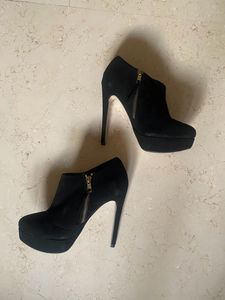 Real Suede Black Ankle Boots
