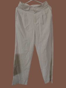 Korean Pleated Beige Trousers Pants