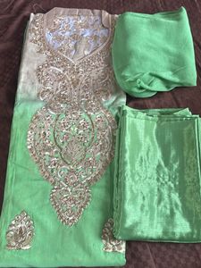 Unsitched Green Kurta Set