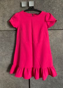 SHEIN Hot Pink Ruffle Hem Dress