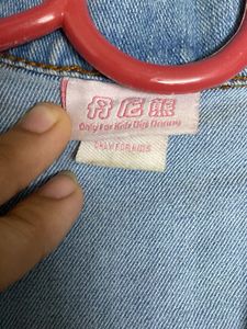 Denim Cropped Jacket For Kids