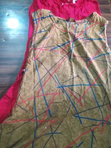 Brown and Red Tunic Top