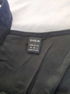 Shein Solid Square Neck Skater Mini Dress