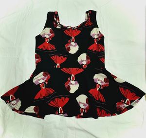 Cute Girl Print Peplum Top