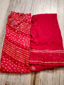 Bandhni Kurti Skrit Set