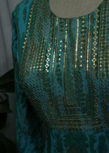 Teal Embellished Maxi Dress