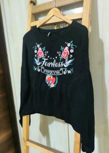 Embroidered &#39;Fearless Forever&#39; Pullover size-48