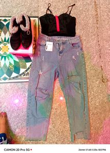 Distressed Jeans, Top, & Booties