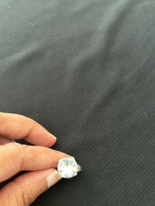 Artificial silver ring with a big diamond