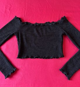 Shein Black Off-Shoulder Crop Top