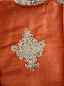 Orange Embroidered Kurti