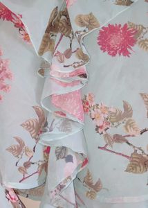 Sassafras Floral Ruffle Top – Sky Blue