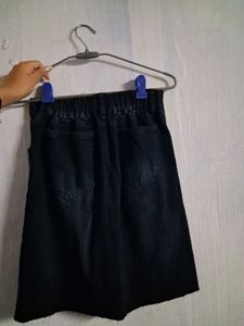 Upcycled Raw Trim Denim A-Line Skirt