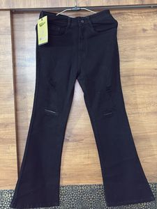 Black Flared Ripped Jeans