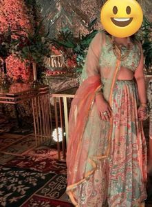 Paisley Mint & Peach Sequin Lehenga
