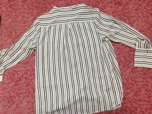 Stylish White Formal Shirt With Strips