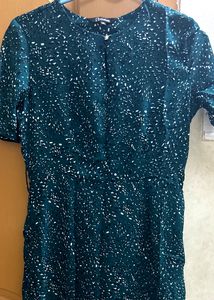 Annabelle Green Printed RoundNeck Dress+ Hip belt