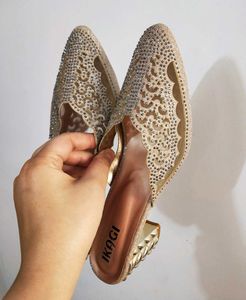 Gold Embellished Mules
