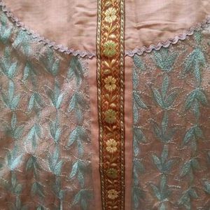 Embroidered Khadi Cotton Kurta Pajami Set