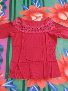 Maroon Laced Design Stylish Sleeve Top