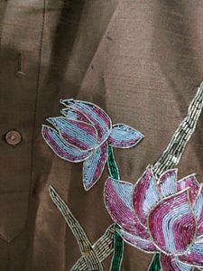 Silk Kurta with Floral Embroidery