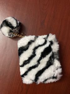 Black And White Striped Wallet 2zipper