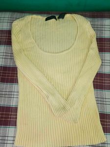 Yellow Ribbed Knit Top