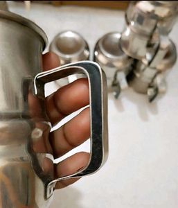Set Of Tea Cups Steel Glass Type