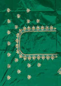 Embroidered Green Blouse Piece - 1.25 mtr