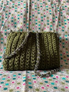 Green Crochet Crossbody Bag