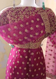 Magenta & Gold Embellished Ethnic gown